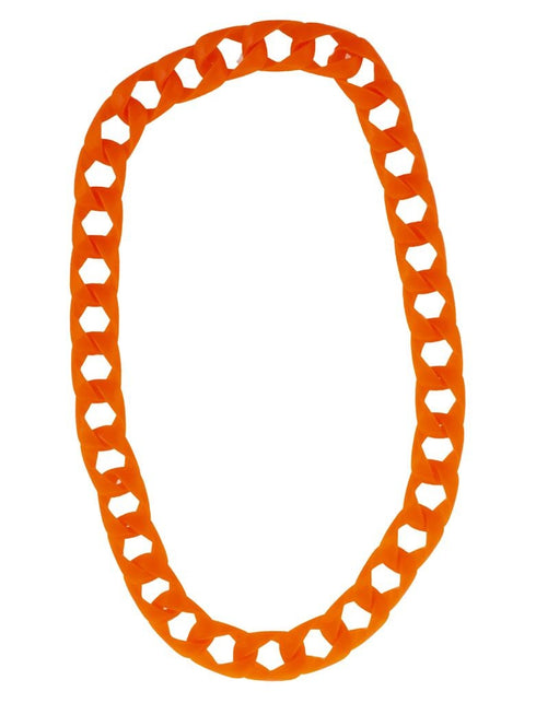 Funny Fashion Halsketting met grote schakels neon oranje