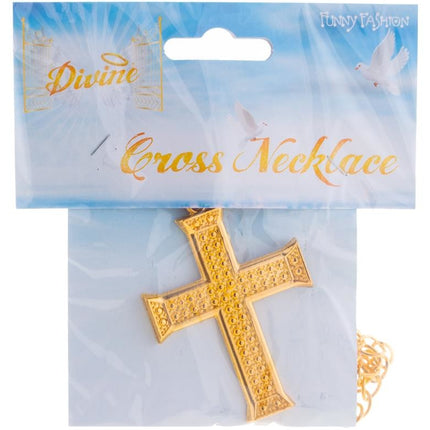 Funny Fashion Halsketting met kruis in nep goud
