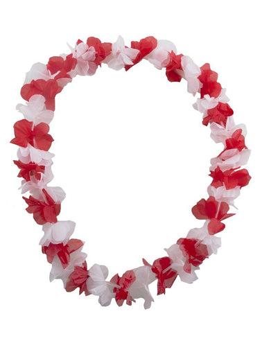Funny Fashion Hawaii bloemenkrans rood wit