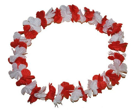 Funny Fashion Hawaii bloemenkrans rood wit