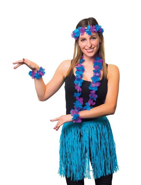 Funny Fashion Hawaii rok blauw met accessoires