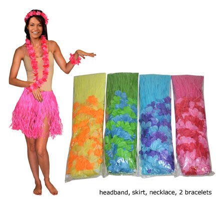 Funny Fashion Hawaii rok groen met accessoires