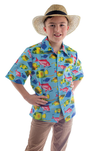 Funny Fashion Hawaii shirt Daan met vis print kinderen