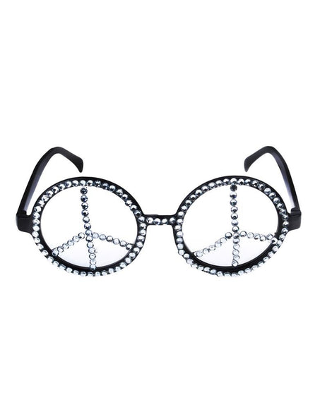 Funny Fashion Hippie bril peace met glitter steentjes