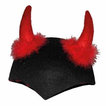 Funny Fashion Hoed zwart rode duivelshorens