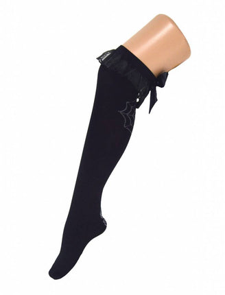 Funny Fashion Hoge kousen zwart met spinnenweb