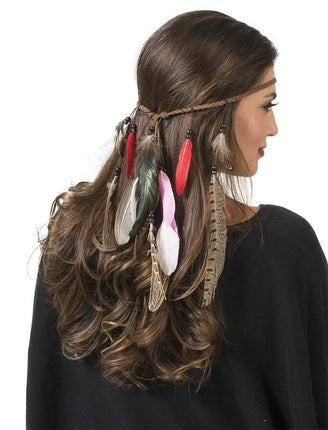 Funny Fashion Indianen hoofdband Lisa met veertjes
