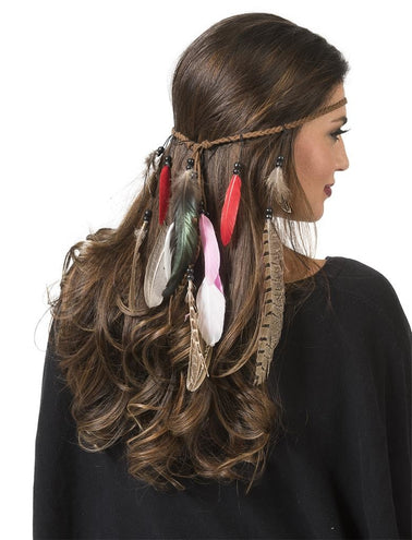 Funny Fashion Indianen hoofdband Lisa met veertjes