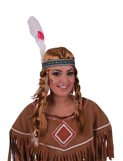 Funny Fashion Indianenpruik Evi blond met vlechten