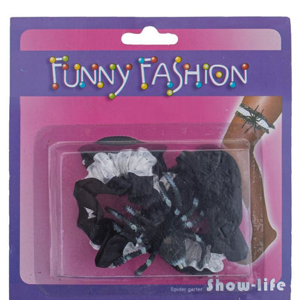 Funny Fashion Kousenband zwart/wit met spin