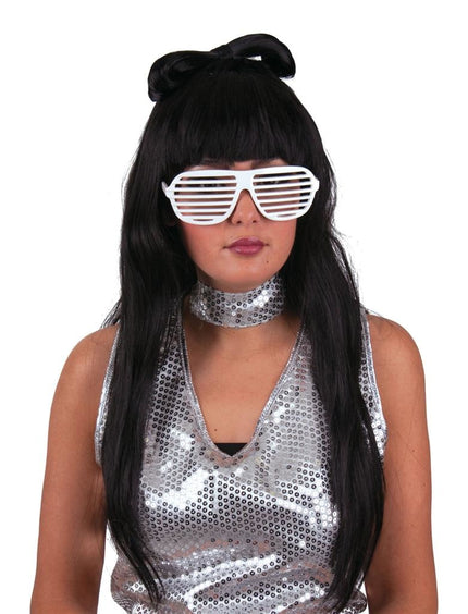 Funny Fashion Lady Go go Pruik met strik zwart