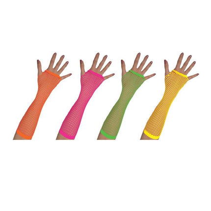 Funny Fashion Lange vingerloze nethandschoenen neon oranje