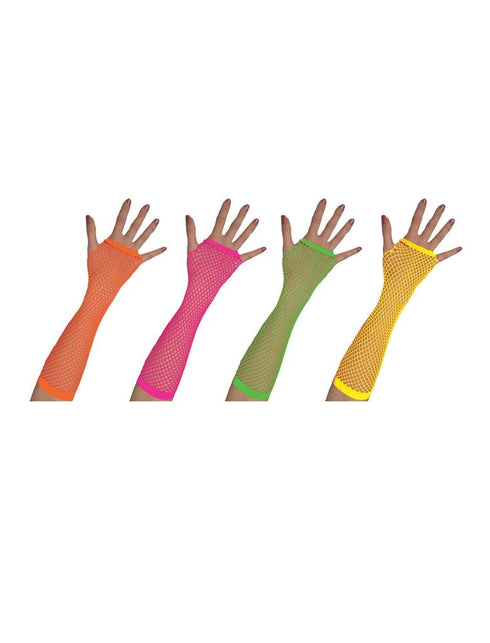 Funny Fashion Lange vingerloze nethandschoenen neon roze