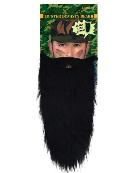 Funny Fashion Lange zwarte nep baard met snor