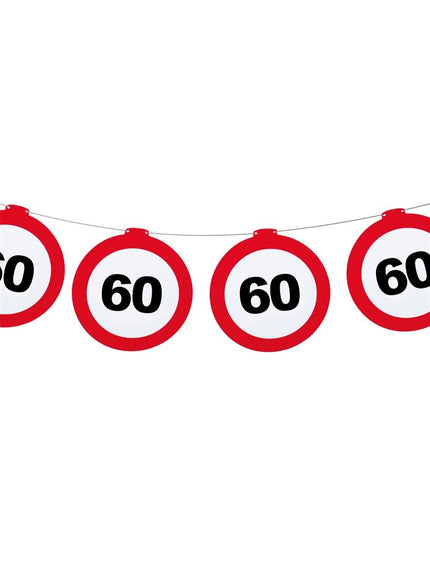 Funny Fashion Leeftijd slinger 60 jaar met verkeersbord 12mtr.