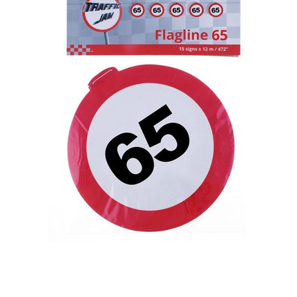 Funny Fashion Leeftijd slinger 65 jaar met verkeersbord 12mtr.