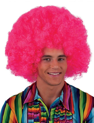 Funny Fashion Mega afro pruik Nikki in roze/fuchsia