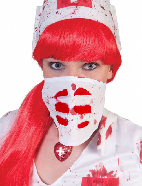 Funny Fashion Mond kapje zombie verpleegster