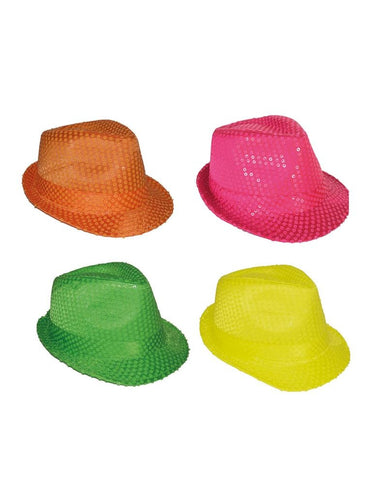 Funny Fashion Neon gele glitter gleufhoed Kojak