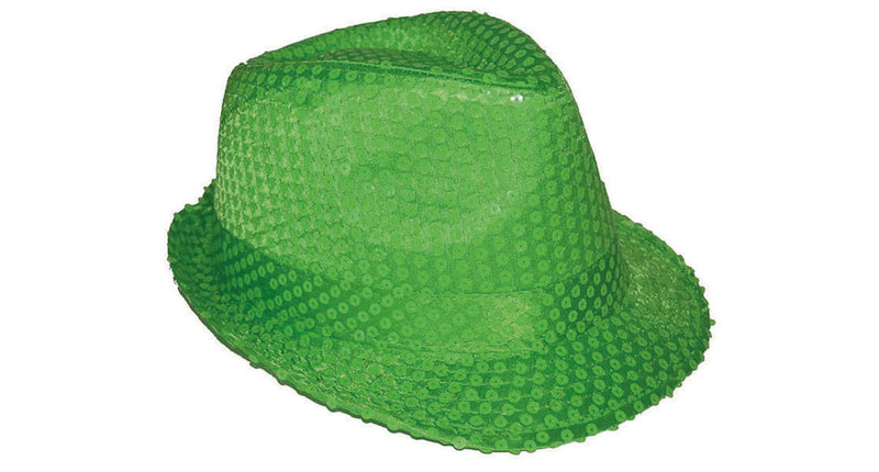 Funny Fashion Neon groene glitter gleufhoed Kojak