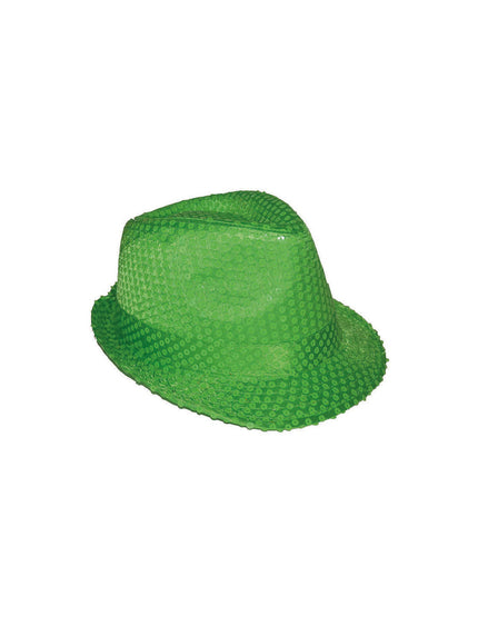 Funny Fashion Neon groene glitter gleufhoed Kojak