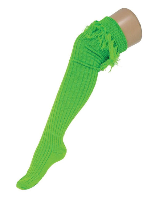 Funny Fashion Neon groene kniekous met franje