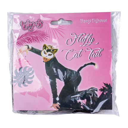 Funny Fashion Nep zwarte kattenstaart met wit puntje