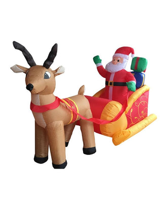 Funny Fashion Opblaasbare kerstman op slee 180cm