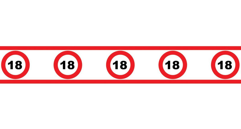 Funny Fashion Party tape 18 jaar met verkeersborden 610x8cm