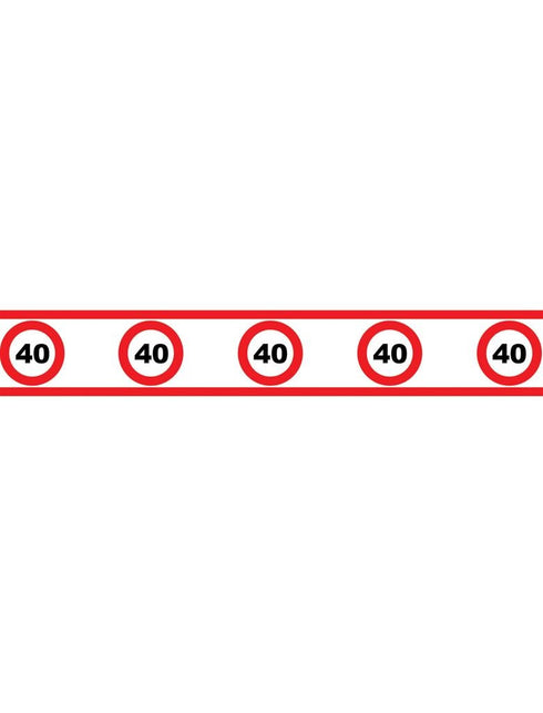 Funny Fashion Party tape 40 jaar met verkeersborden 610x8cm