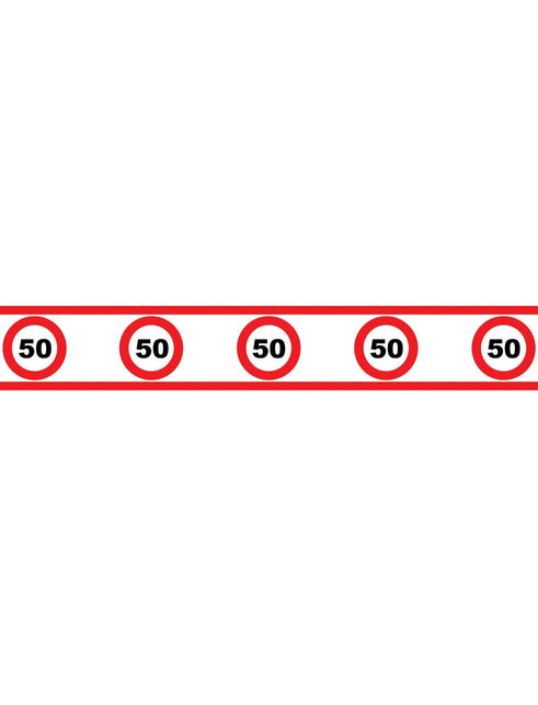 Funny Fashion Party tape 50 jaar met verkeersborden 610x8cm