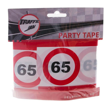 Funny Fashion Party tape 65 jaar met verkeersborden 610x8cm