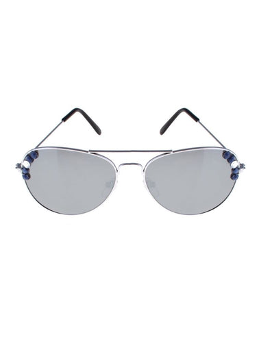 Funny Fashion Piloten bril spiegelglas met steentjes