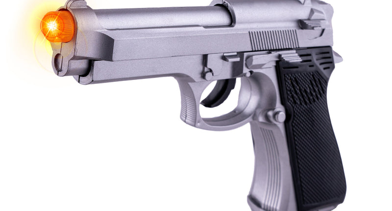 Funny Fashion Pistool zilver met Licht en Geluid