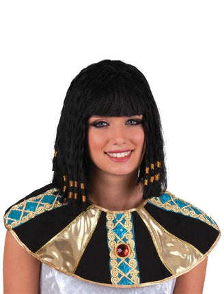 Funny Fashion Pruik Cleopatra met vlechten zwart