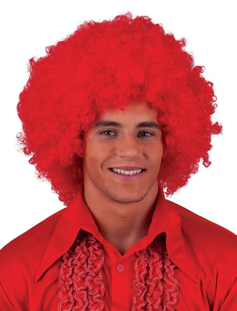 Funny Fashion Pruik disco afro Sam rood