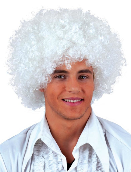 Funny Fashion Pruik disco afro Sam wit