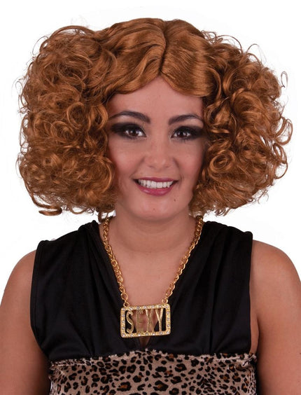 Funny Fashion Pruik disco diva Eline bruin