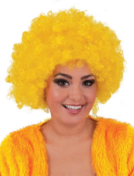 Funny Fashion Pruik hippie afro Evi geel