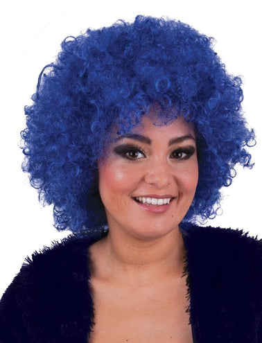 Funny Fashion Pruik hippie afro Evi kobalt blauw