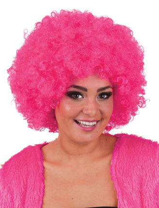 Funny Fashion Pruik hippie afro Evi roze/fuchsia
