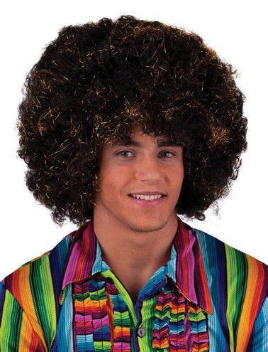 Funny Fashion Pruik maxi afro zwart goud