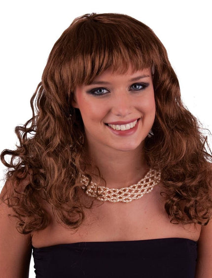 Funny Fashion Pruik met krullen bruin
