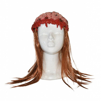 Funny Fashion Pruik met nep hersenen