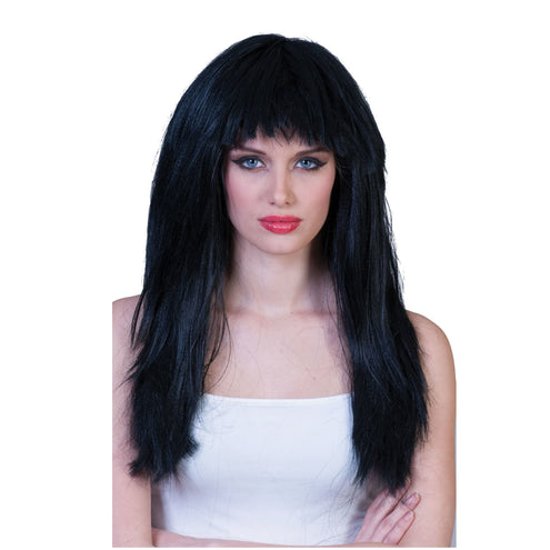 Funny Fashion Pruik Vivian zwart lang haar met pony