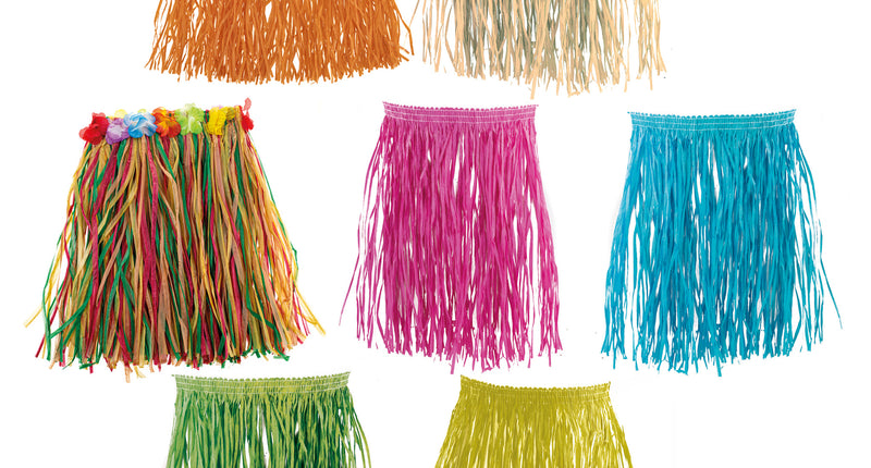 Funny Fashion Rieten rok Alana kind blauw 43cm