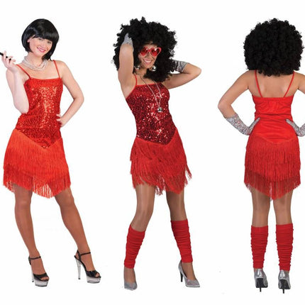 Funny Fashion Rode Charlestonjurkjes met glitters