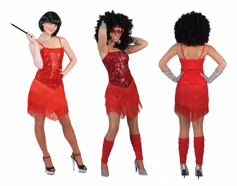 Funny Fashion Rode Charlestonjurkjes met glitters