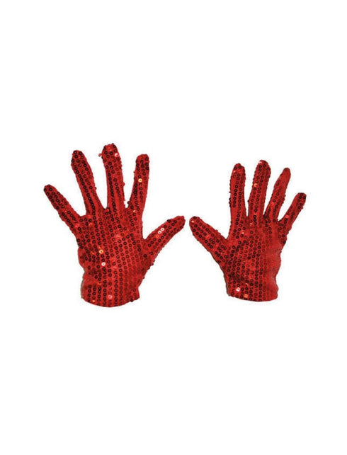 Funny Fashion Rode glitter handschoenen met pailletten