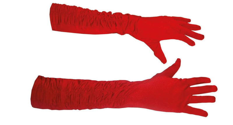 Funny Fashion Rode handschoenen gerimpeld 46cm